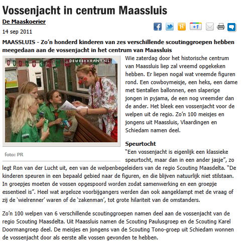 De website van de Maaskoerier vanaf 14 september 2011 De website van de Maaskoerier vanaf 14 september 2011