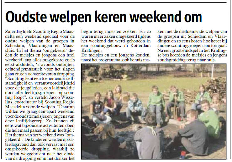Ook de Maassluise Courant plaatste een artikel over het kaderweekend. Ook de Maassluise Courant plaatste een artikel over het kaderweekend.