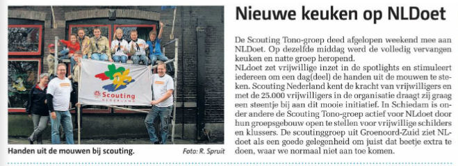 Een klein artikeltje, eigenlijk het persbericht van een week eerder, dus van voor de NLDoet, werd geplaatst op pagina 27 van het Nieuwe Stadsblad van 16 maart 2016. Foto: Richard Spruit