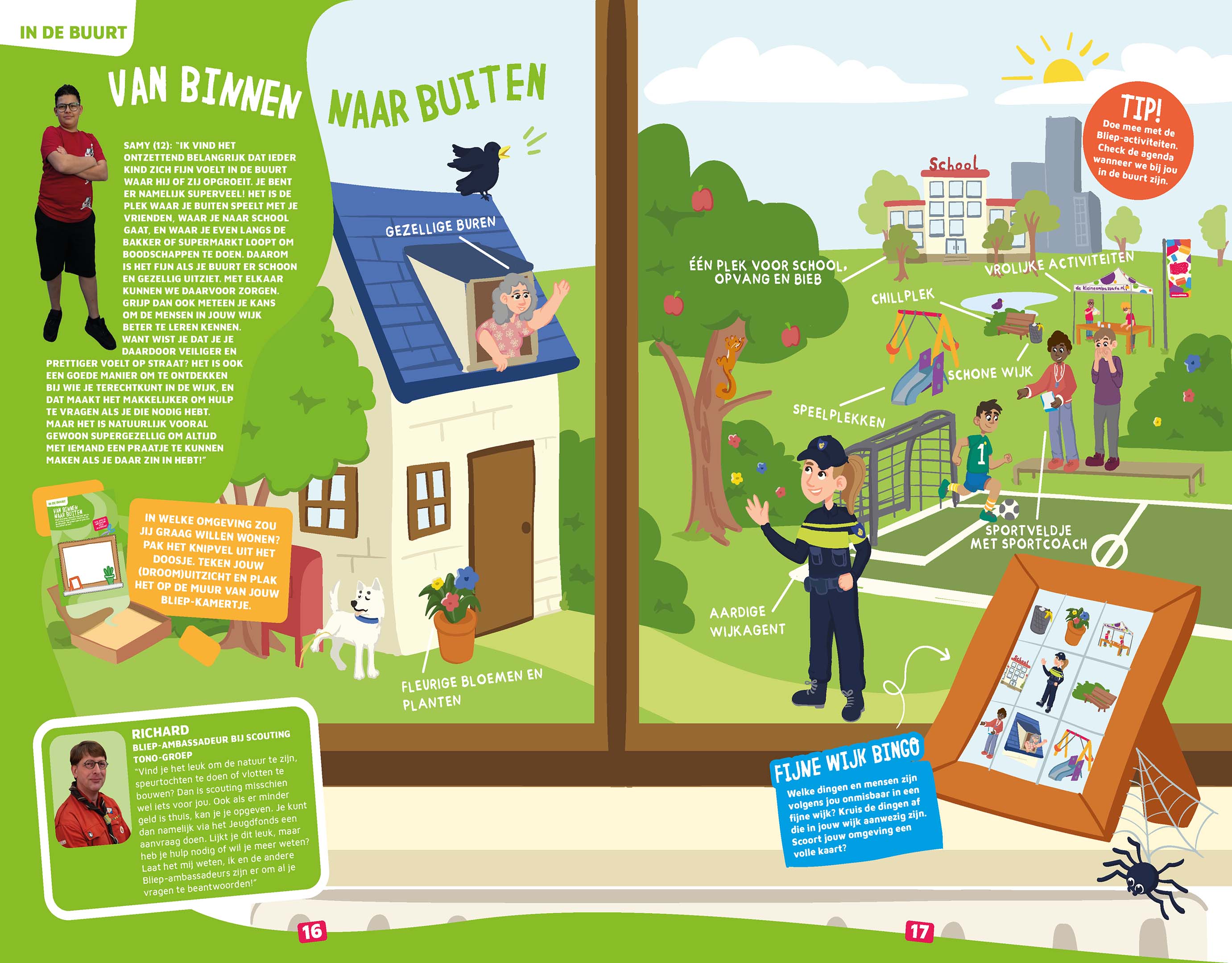 Op pagina 16 van het Bliep Doeboek onze eigen Richard Spruit (Dolfijn) die vertelt over het meedoen met Scouting, ook als je ouders een laag inkomen hebben